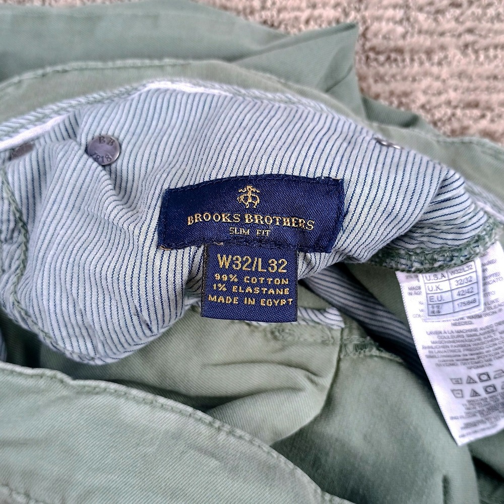 Brooks Brothers Slim Fit Pants Mens 31x30 Sage Green Chino Preppy Aesthetic - Picture 6 of 9
